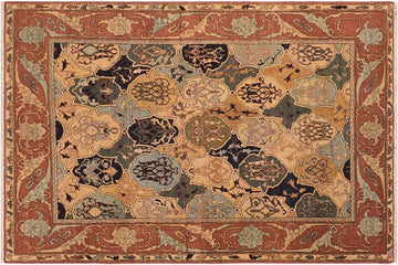 handmade Transitional Kafkaz Chobi Ziegler Blue Brown Hand Knotted RECTANGLE 100% WOOL area rug 6 x 9
